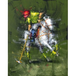 Zahid Saleem, 13 x16 Inch, Acrylic on Canvas, Polo Horse Painting, AC-ZS-011